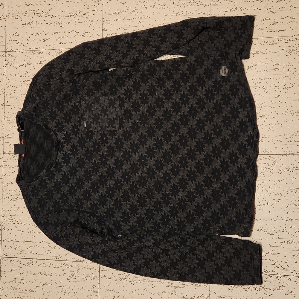 Scotch & Soda Black And Grey Lightweight Knit Floral Print Crewneck Sweater